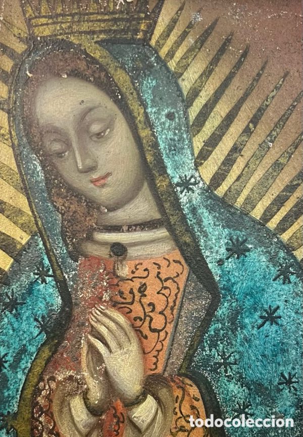 Virgen de Guadalupe, óleo sobre zinc, S.XVIII - Imagen 3