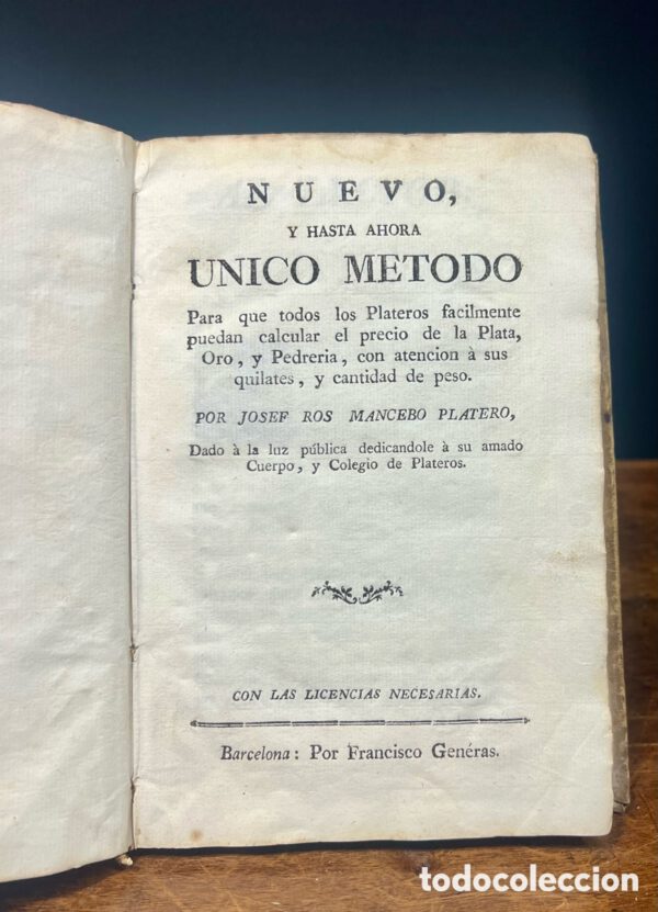 Método de plateros, S.XVIII Josef Ros. - Imagen 2